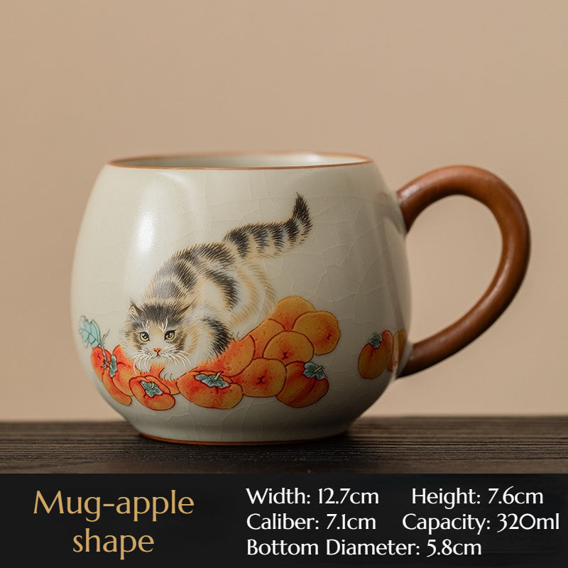 Persimmon Cat Teacup